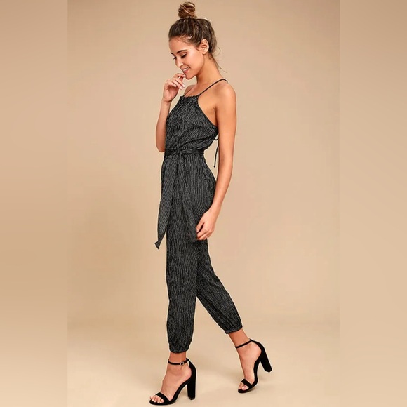 Billabong This Way Black and White Striped Jumpsuit Size Small - Picture 2 of 11
